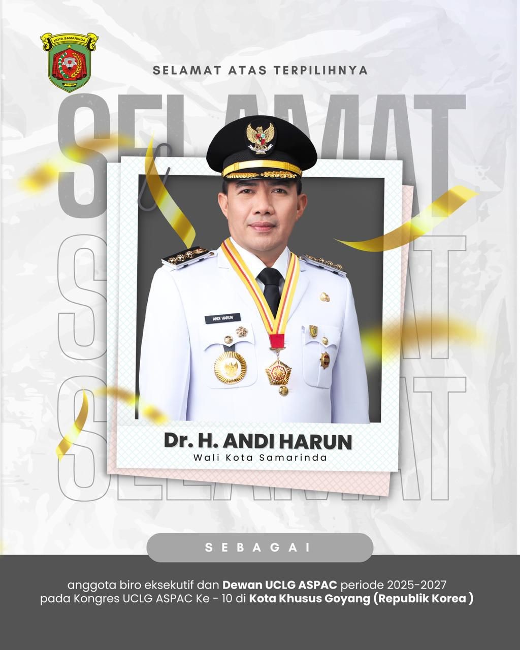 Wali Kota Samarinda Terpilih sebagai Anggota UCLG ASPAC Executive Bureau dan Council Periode 2025–2027